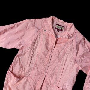 Vintage Windbreaker Jacket Tudor Court 1990s Nylon Shoulder Pads Peach Size M